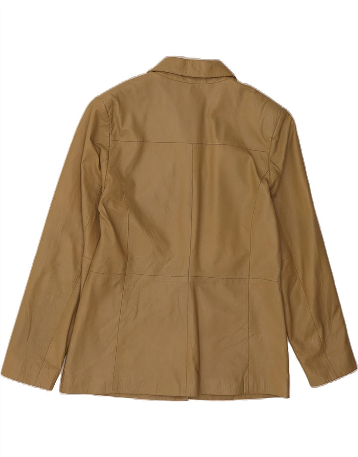 VINTAGE Womens Leather Jacket UK 14 Large Beige Leather Vintage Vintage and Second-Hand Vintage from Messina Hembry 