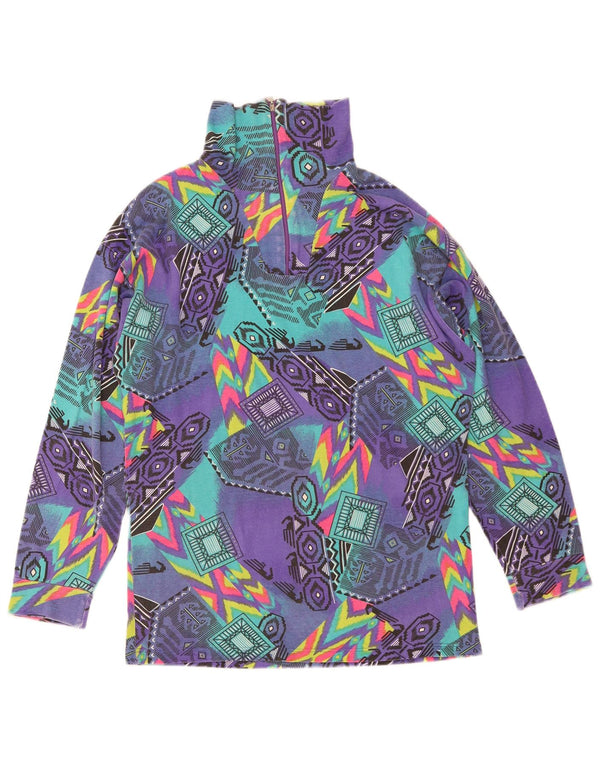 Medico Mens Zip Neck Graphic Top Long Sleeve EU 48 Medium Purple Geometric