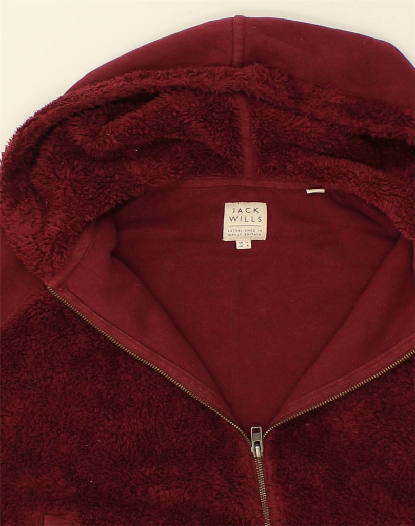 JACK WILLS Womens Fleece Zip Hoodie Sweater UK 12 Medium Red Colourblock | Vintage Jack Wills | Thrift | Second-Hand Jack Wills | Used Clothing | Messina Hembry 