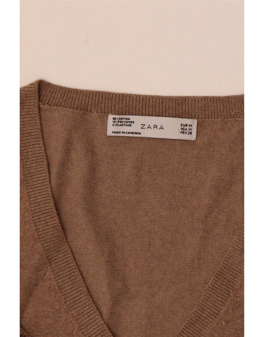 Zara Womens Vest Tank Top UK 12 Medium Brown Flecked Cotton