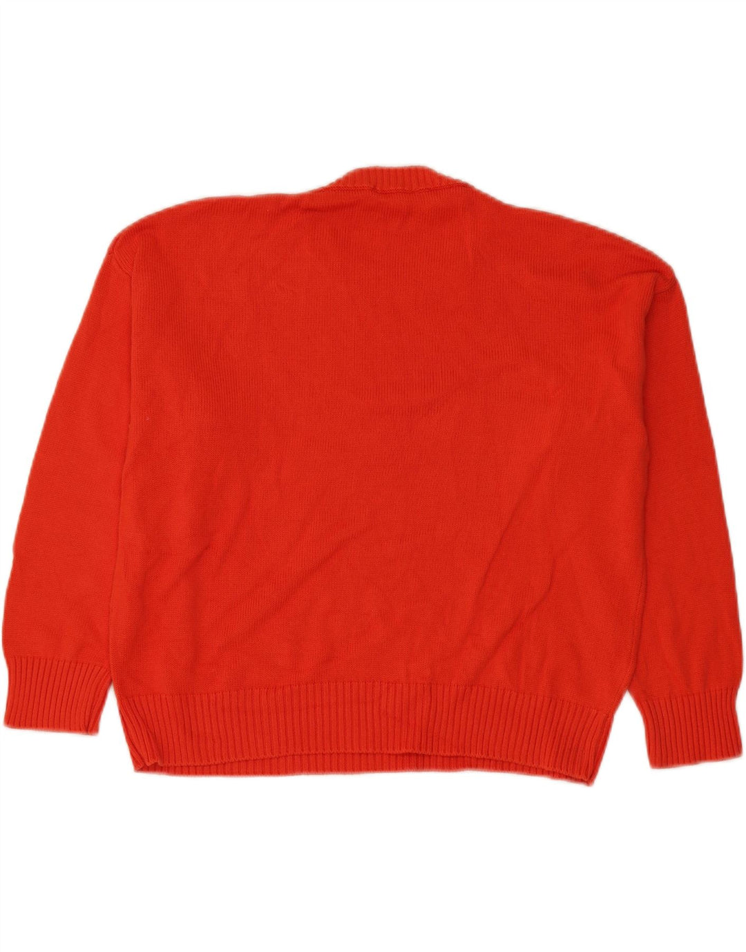 Benetton Womens Oversized Crew Neck Jumper Sweater UK 14 Medium Red Cotton