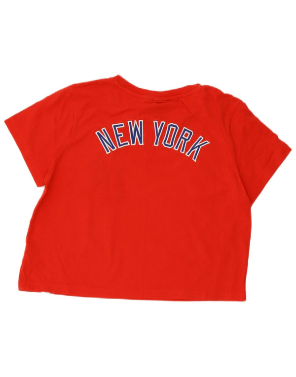 Majestic Womens New York Yankees Crop Graphic T-Shirt Top UK 14 Medium Red