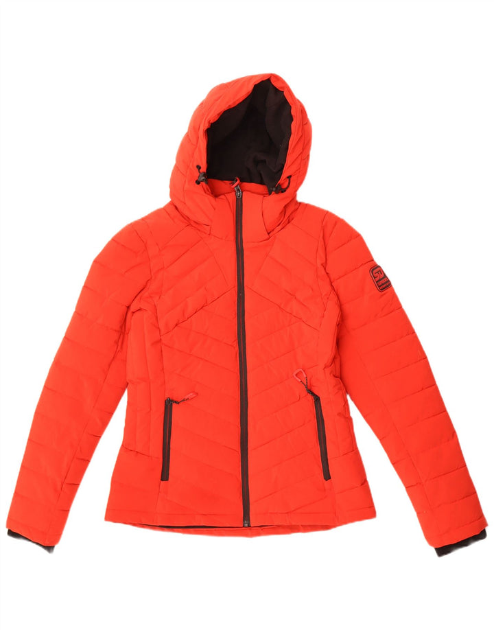 Superdry Womens Hooded Padded Jacket UK 8 Small Red Polyester