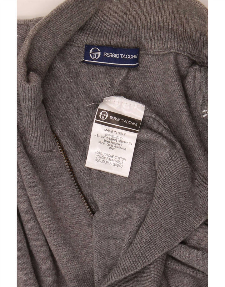 Sergio Tacchini Mens Cardigan Sweater Medium Grey Cotton