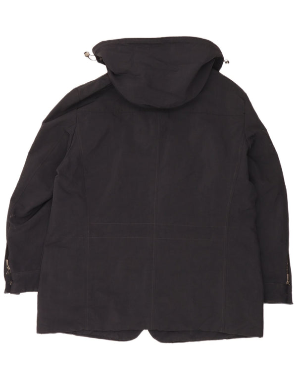 Trussardi Mens Hooded Windbreaker Jacket IT 56 3XL Black Polyamide