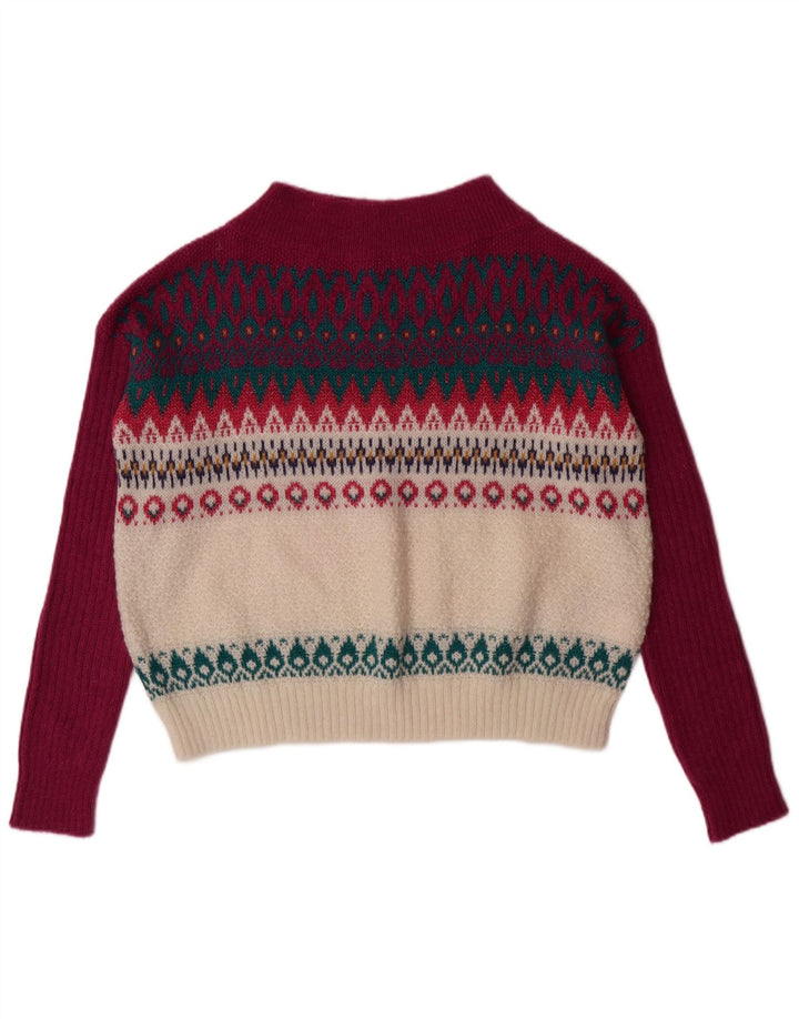 Benetton Womens Turtle Neck Jumper Sweater UK 14 Medium Burgundy Acrylic