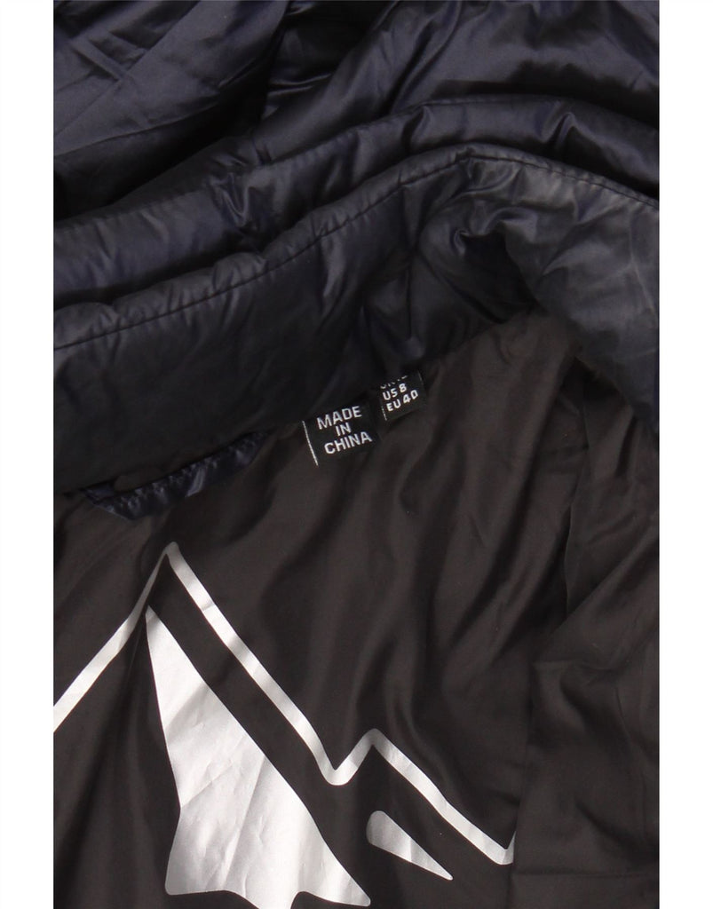 SUPERDRY Womens Hooded Padded Jacket UK 12 Medium Navy Blue Colourblock Vintage Superdry and Second-Hand Superdry from Messina Hembry 