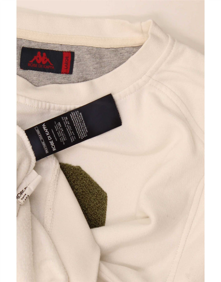 Kappa Womens Graphic Sweatshirt Jumper UK 16 Large White Cotton
