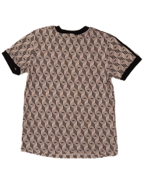 Adidas Womens Graphic T-Shirt Top UK 10 Small Off White Cotton