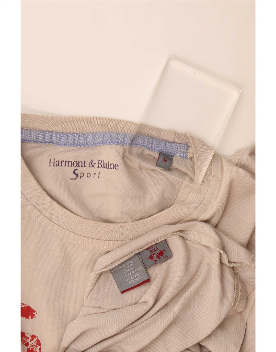 Harmont & Blaine Mens Graphic T-Shirt Top Medium White Cotton