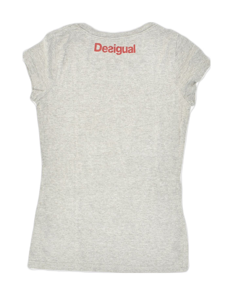 DESIGUAL Womens Graphic T-Shirt Top UK 12 Medium Grey Cotton | Vintage Desigual | Thrift | Second-Hand Desigual | Used Clothing | Messina Hembry 