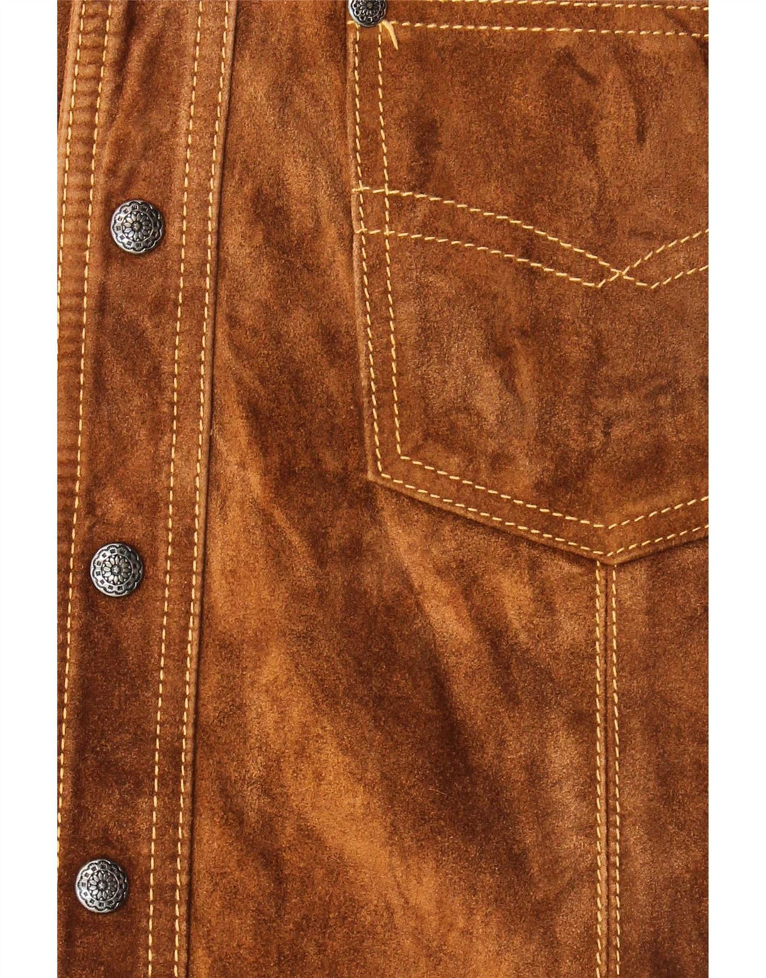 Vintage Mens Suede Gilet UK 36 Small Brown