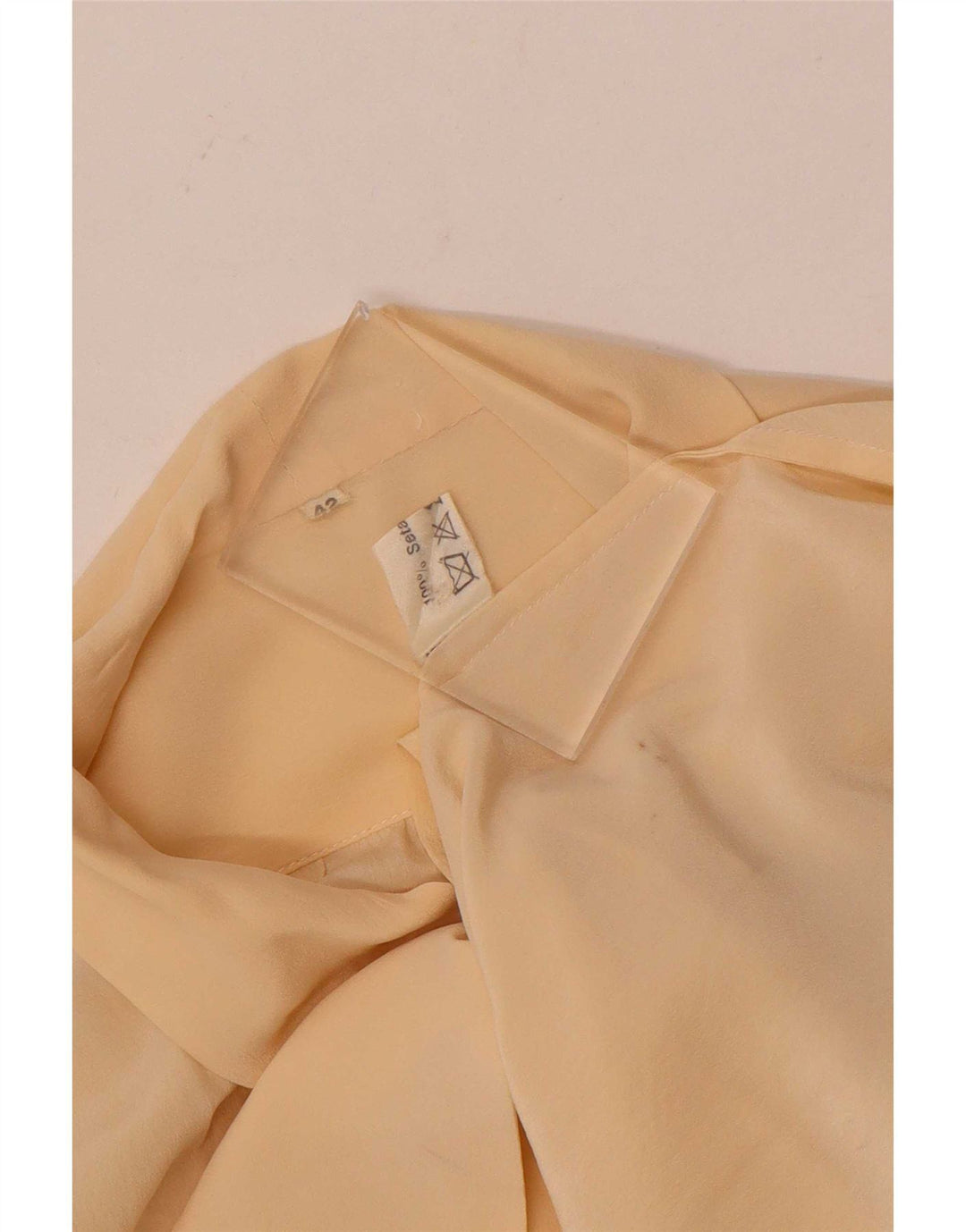 Vintage Womens Front Tie Shirt Blouse IT 42 Medium Yellow Silk