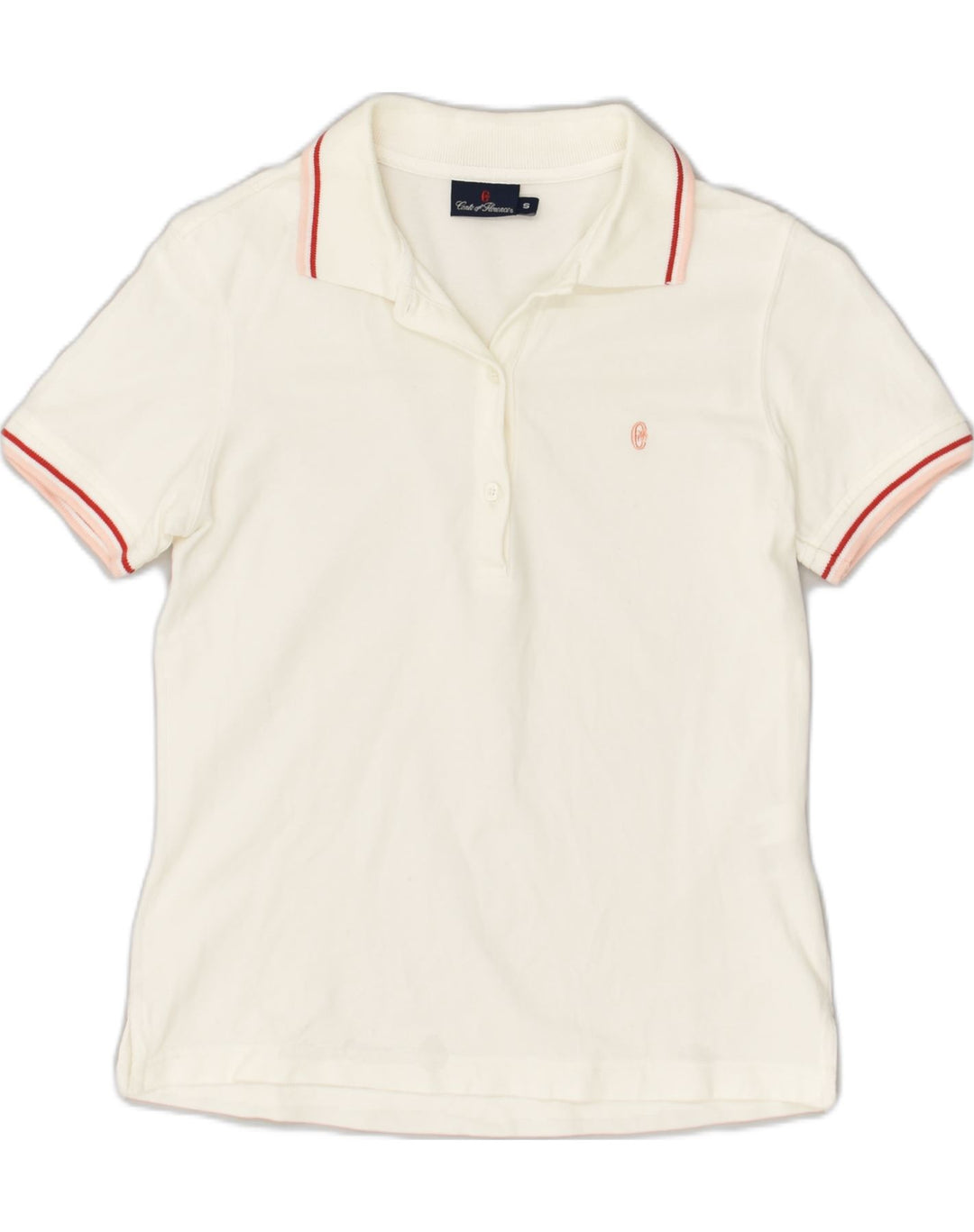 CONTE OF FLORENCE Womens Polo Shirt UK 10 Small White Cotton | Vintage Conte of Florence | Thrift | Second-Hand Conte of Florence | Used Clothing | Messina Hembry 