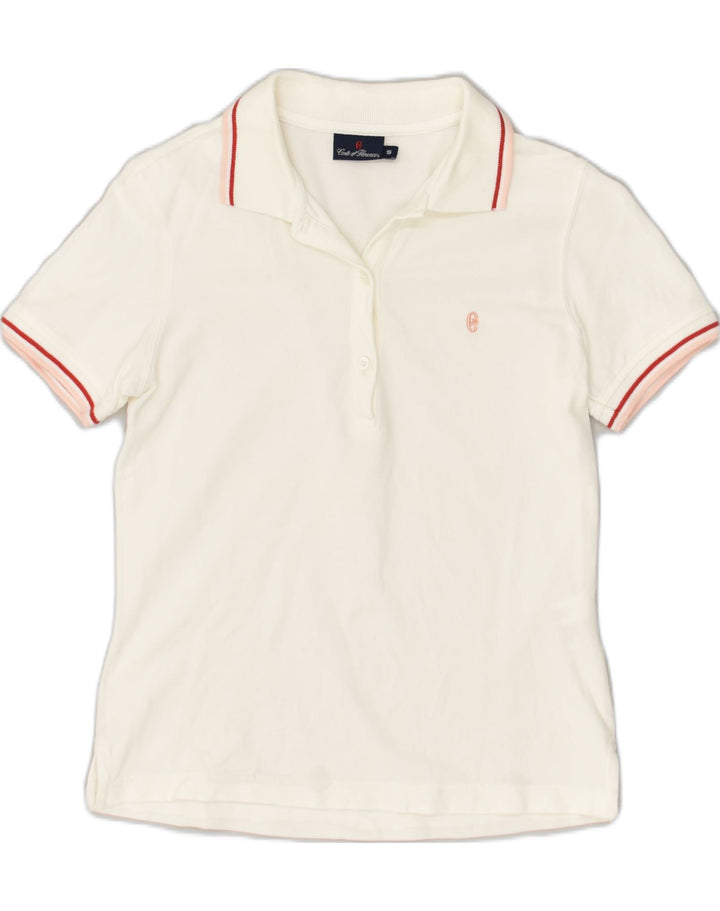 CONTE OF FLORENCE Womens Polo Shirt UK 10 Small White Cotton | Vintage Conte of Florence | Thrift | Second-Hand Conte of Florence | Used Clothing | Messina Hembry 