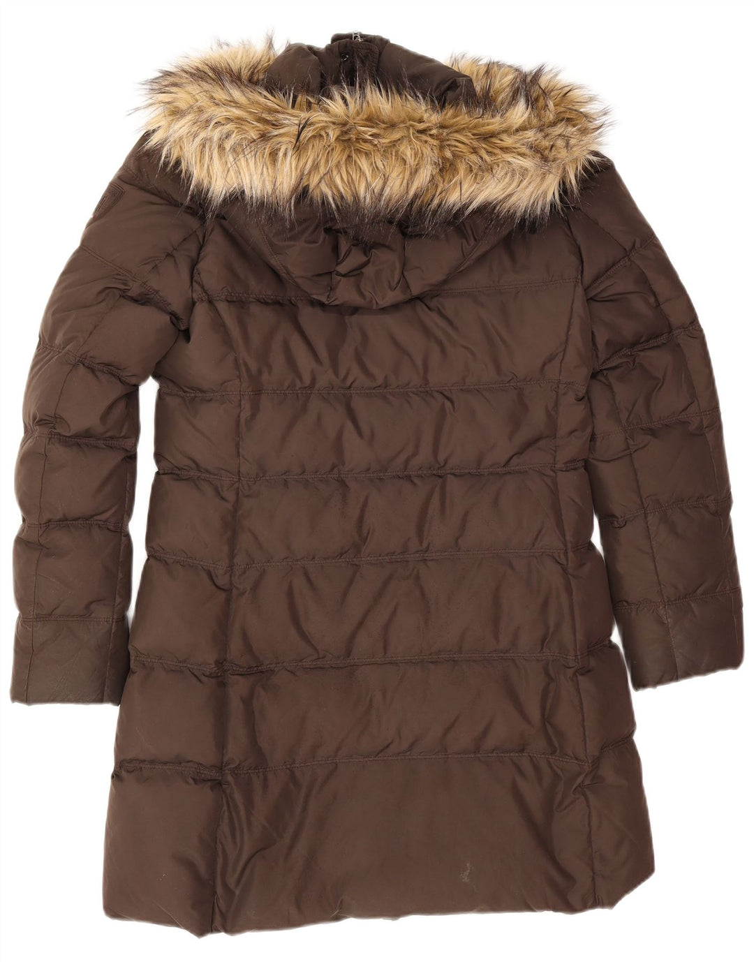 Tommy Hilfiger Womens Hooded Padded Coat UK 14 Medium Brown Polyester