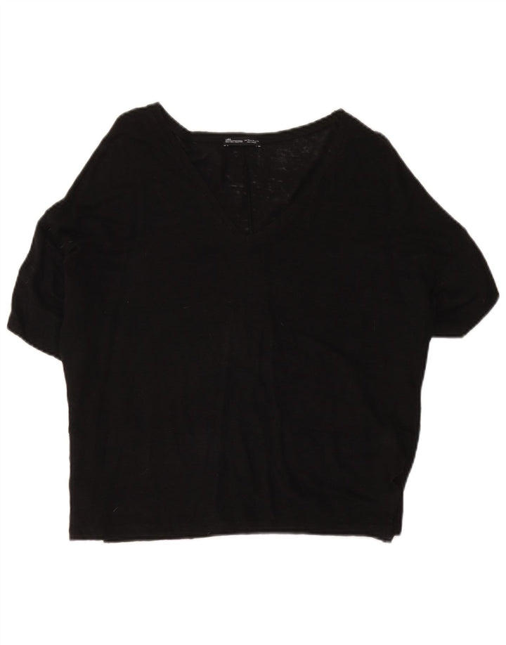 Zara Womens Blouse Top UK 14 Medium Black