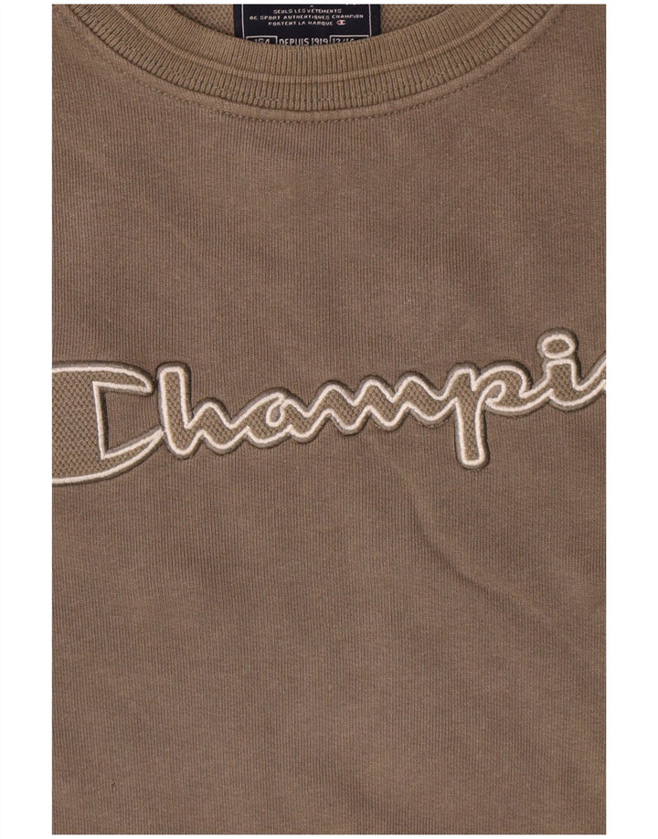 Champion Boys Graphic Sweatshirt Jumper 13-14 Years Beige Cotton