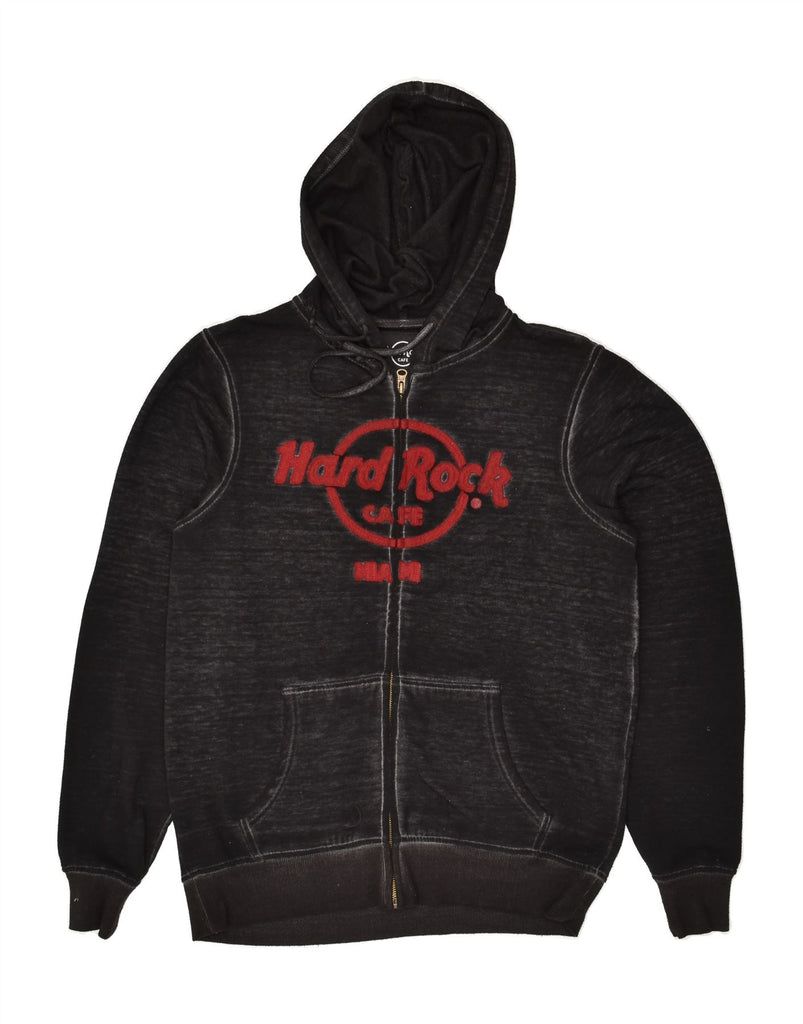 HARD ROCK CAFE Mens Miami Graphic Zip Hoodie Sweater Small Black Cotton | Vintage Hard Rock Cafe | Thrift | Second-Hand Hard Rock Cafe | Used Clothing | Messina Hembry 