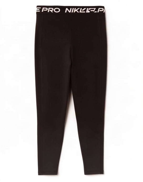 Nike Womens Dri Fit Graphic Crop Leggings UK 12 Medium Black Polyester