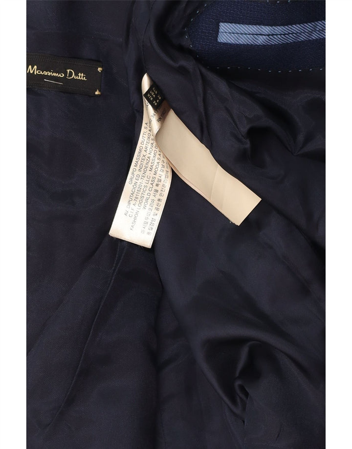 Massimo Dutti Womens 1 Button Blazer Jacket EU 38 Medium Navy Blue Viscose