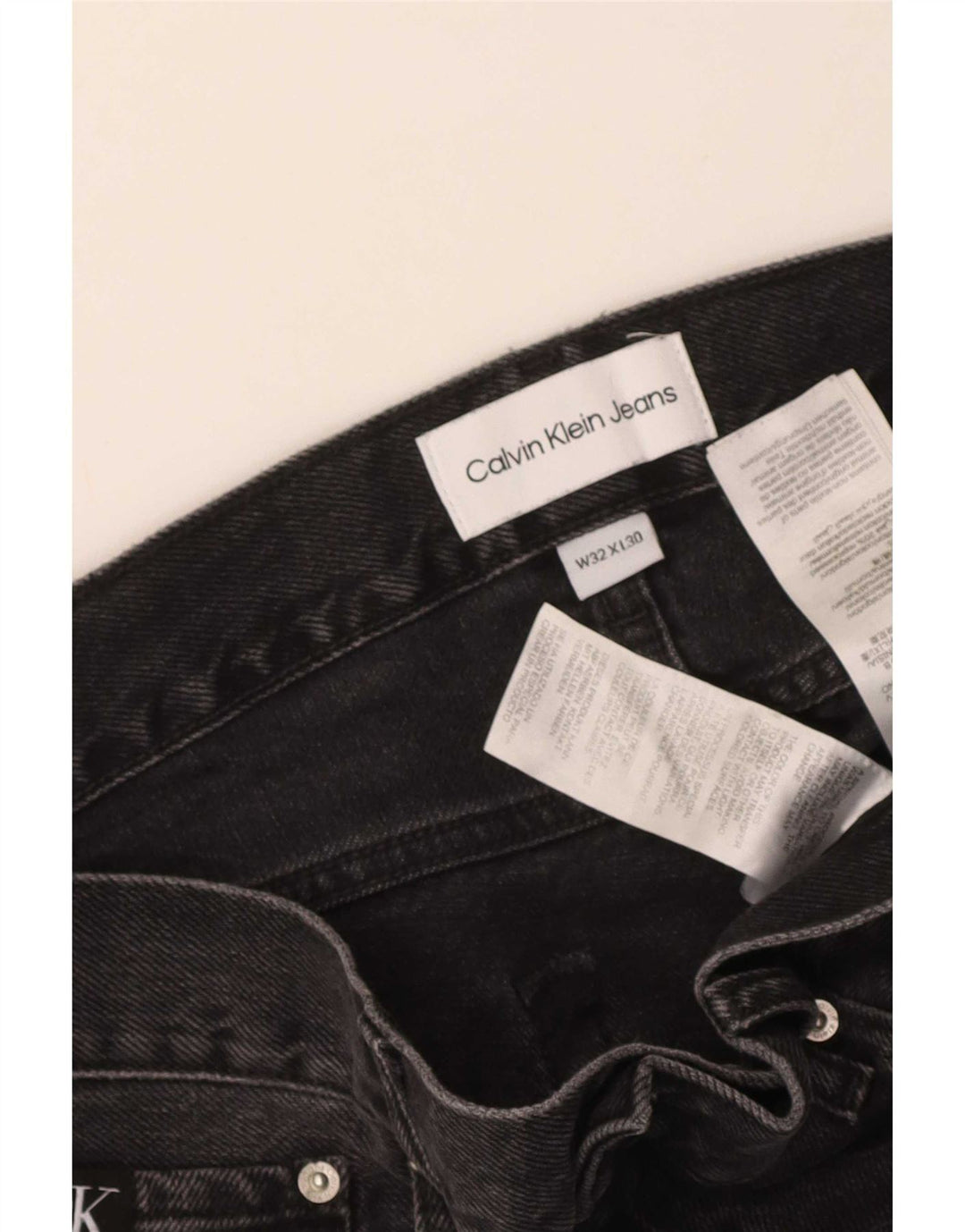 Calvin Klein Mens Straight Jeans W32 L30 Black Cotton