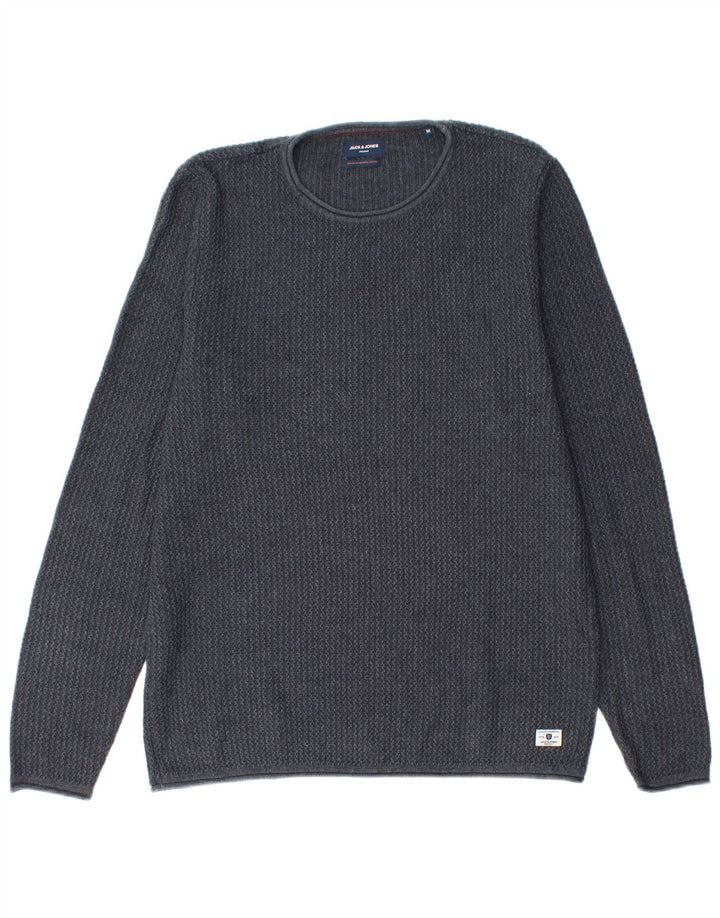 Jack & Jones Mens Crew Neck Jumper Sweater Medium Navy Blue Cotton