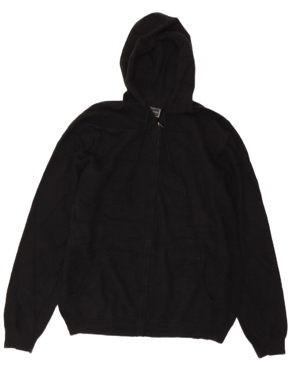 John Lewis Mens Hooded Cardigan Sweater 2XL Black Cashmere