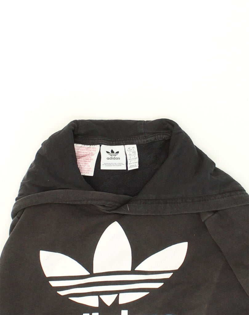 ADIDAS Boys Graphic Hoodie Jumper 13-14 Years Black Cotton | Vintage Adidas | Thrift | Second-Hand Adidas | Used Clothing | Messina Hembry 