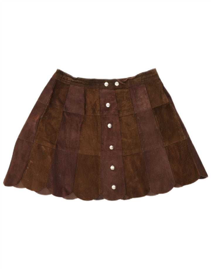 VINTAGE Womens Suede Mini Skirt W26 Small  Brown Leather