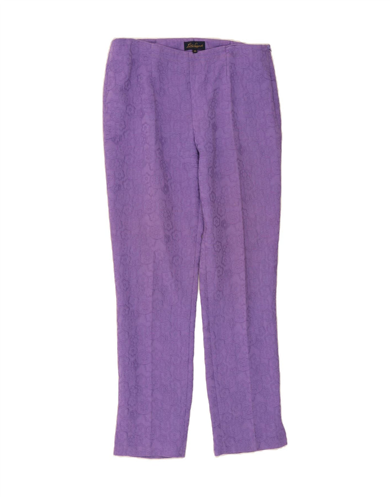 LUISA SPAGNOLI Womens Casual Trousers IT 44 Medium W32 L29 Purple Floral Vintage Luisa Spagnoli and Second-Hand Luisa Spagnoli from Messina Hembry 