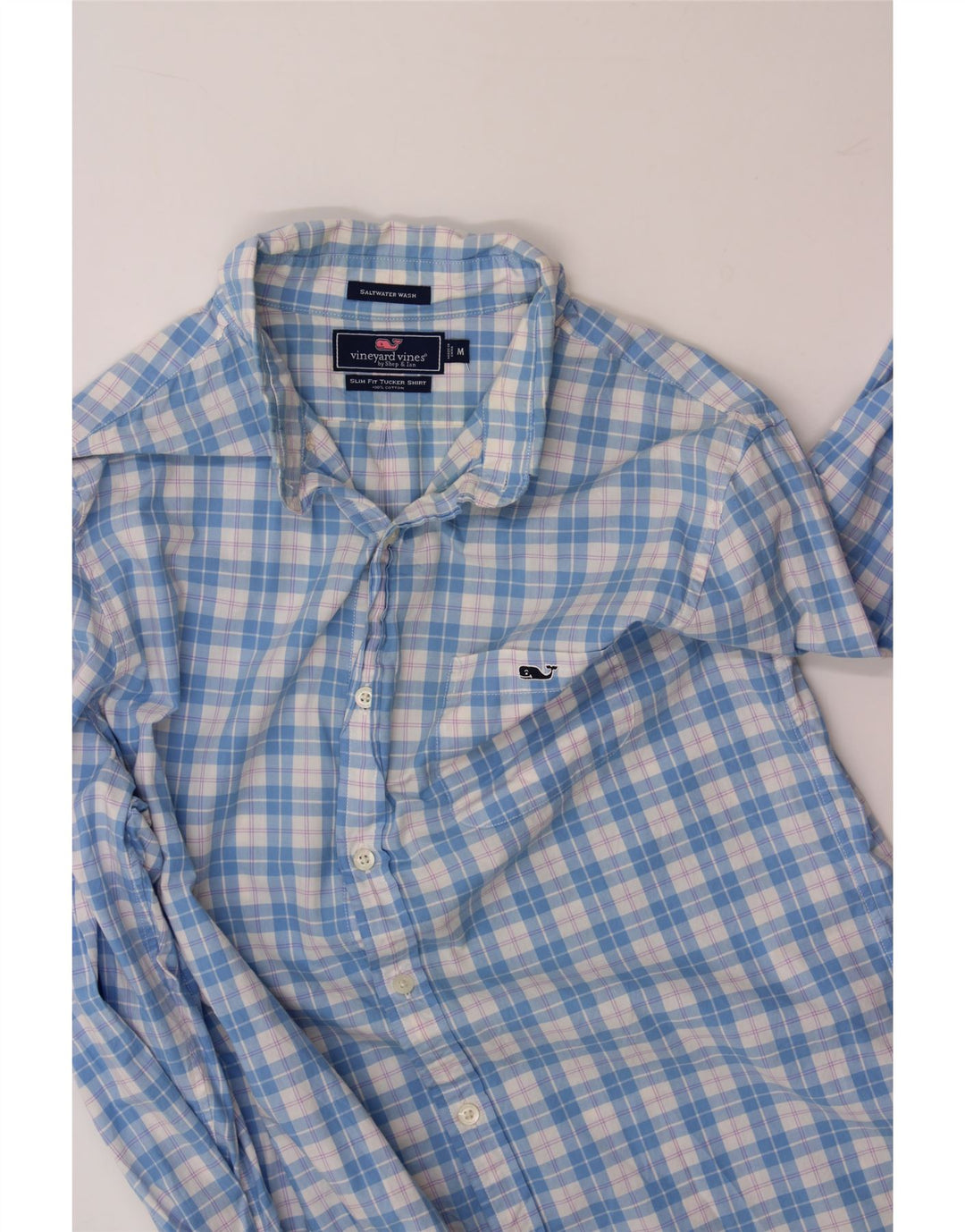 VINEYARD VINES Mens Slim Fit Shirt Medium Blue Check Cotton Vintage Vineyard Vines and Second-Hand Vineyard Vines from Messina Hembry 