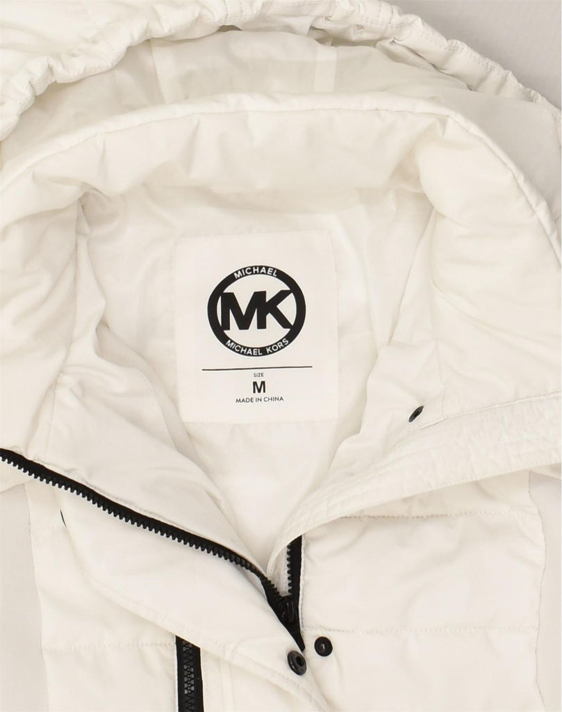 MICHAEL KORS Womens Hooded Padded Jacket UK 14 Medium White Polyester | Vintage Michael Kors | Thrift | Second-Hand Michael Kors | Used Clothing | Messina Hembry 