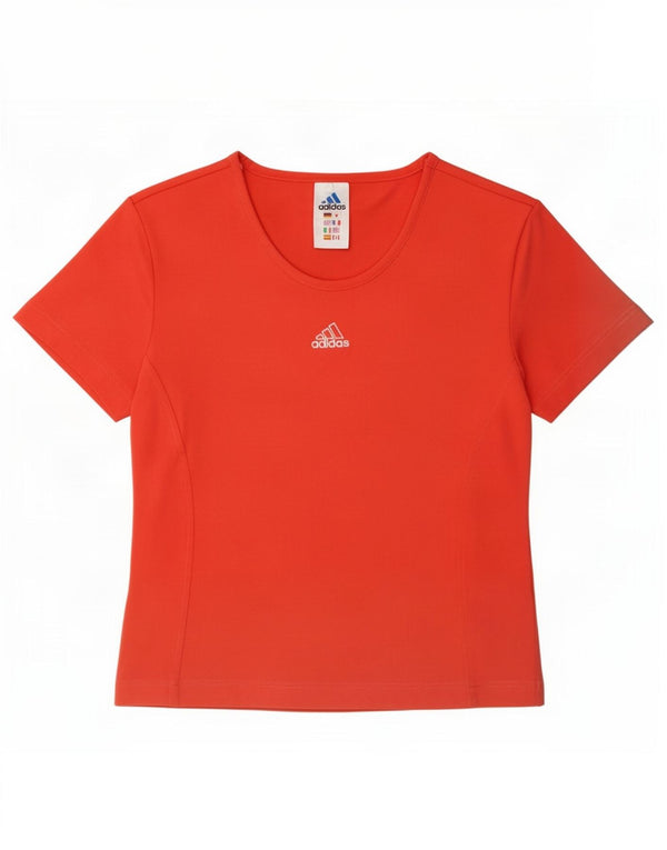 Adidas Womens Crop T-Shirt Top UK 16 Large Red Polyamide