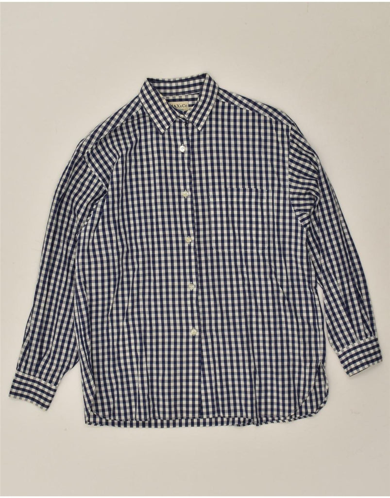MAX & CO. Womens Shirt UK 10 Small Navy Blue Gingham Cotton | Vintage Max & Co. | Thrift | Second-Hand Max & Co. | Used Clothing | Messina Hembry 