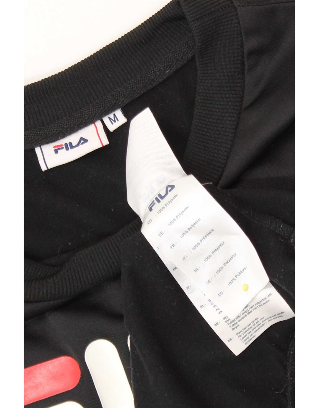 Fila Womens Graphic Sweatshirt Jumper UK 14 Medium Black Polyester