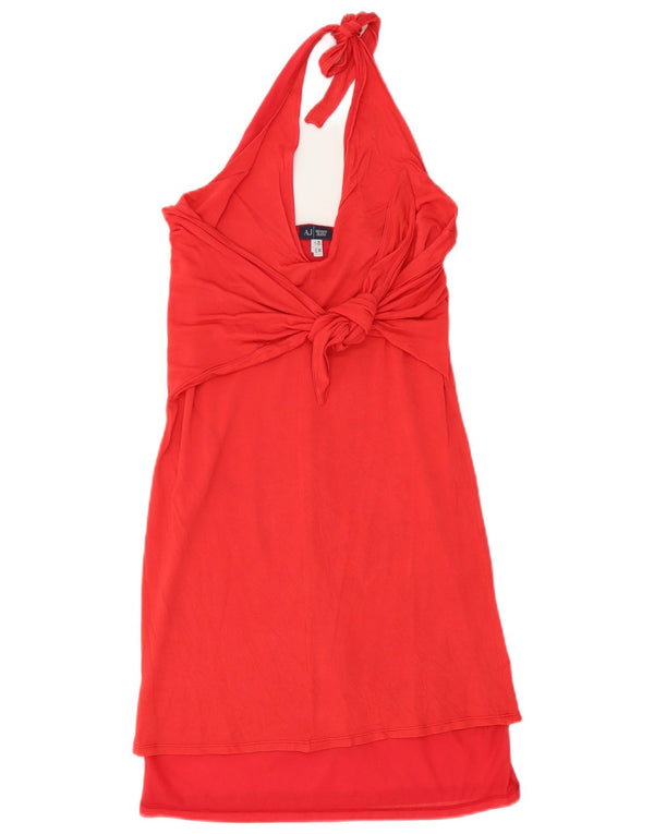 Armani Jeans Womens Halter Dress UK 12 Medium Red