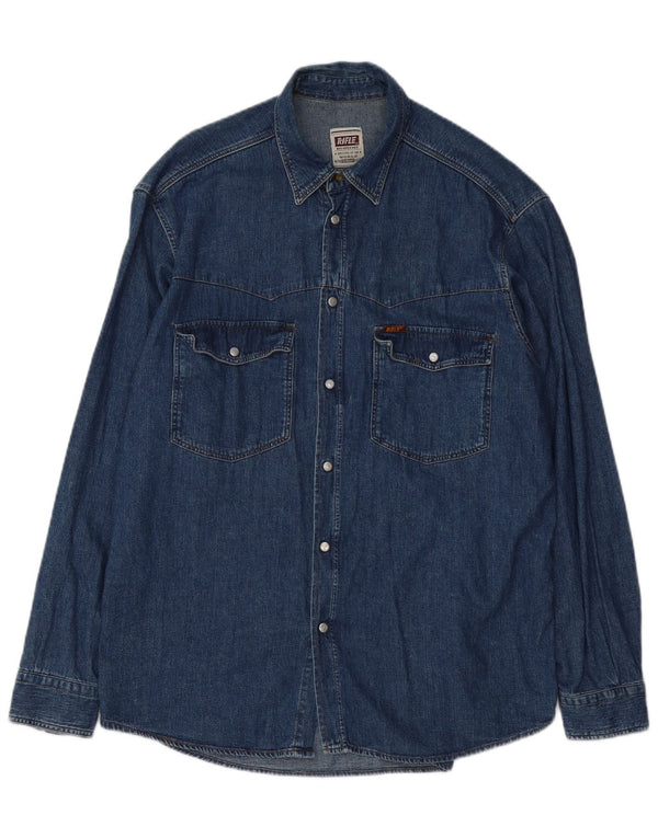 Rifle Mens Denim Shirt Large Blue Cotton