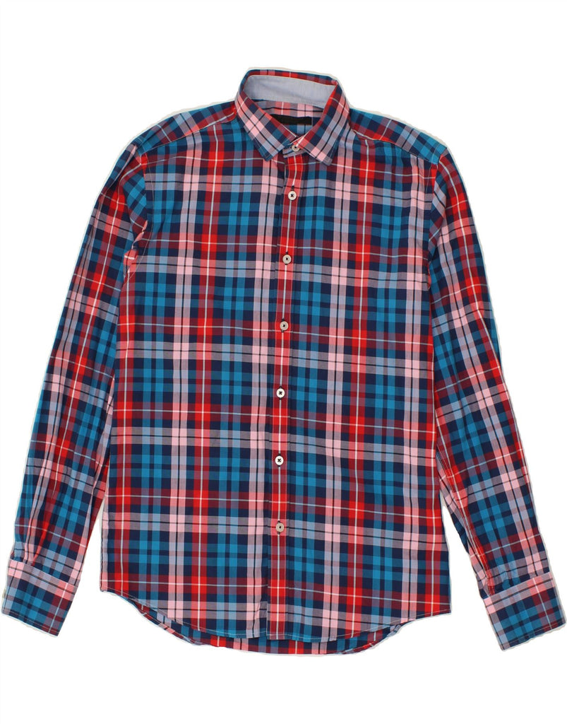 JACK & JONES Mens Premium Shirt Medium Blue Check Cotton | Vintage Jack & Jones | Thrift | Second-Hand Jack & Jones | Used Clothing | Messina Hembry 