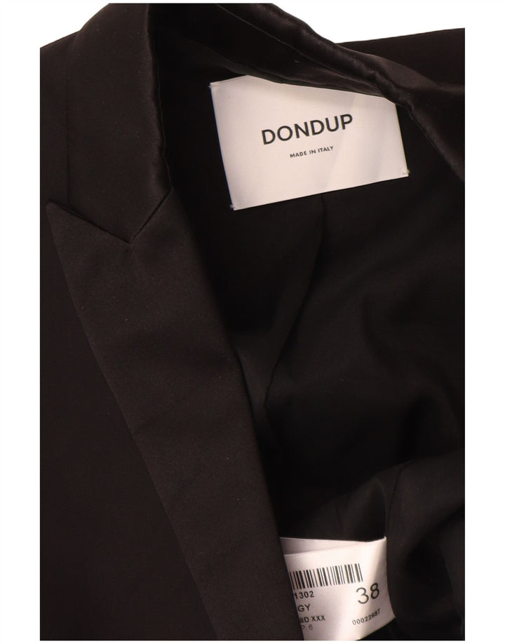 Dondup Womens 1 Button Blazer Jacket IT 38 XS Black Cotton