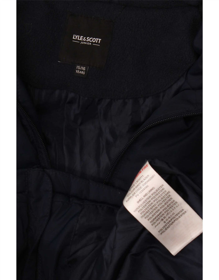 Lyle & Scott Boys Hooded Padded Jacket 15-16 Years Navy Blue Polyester