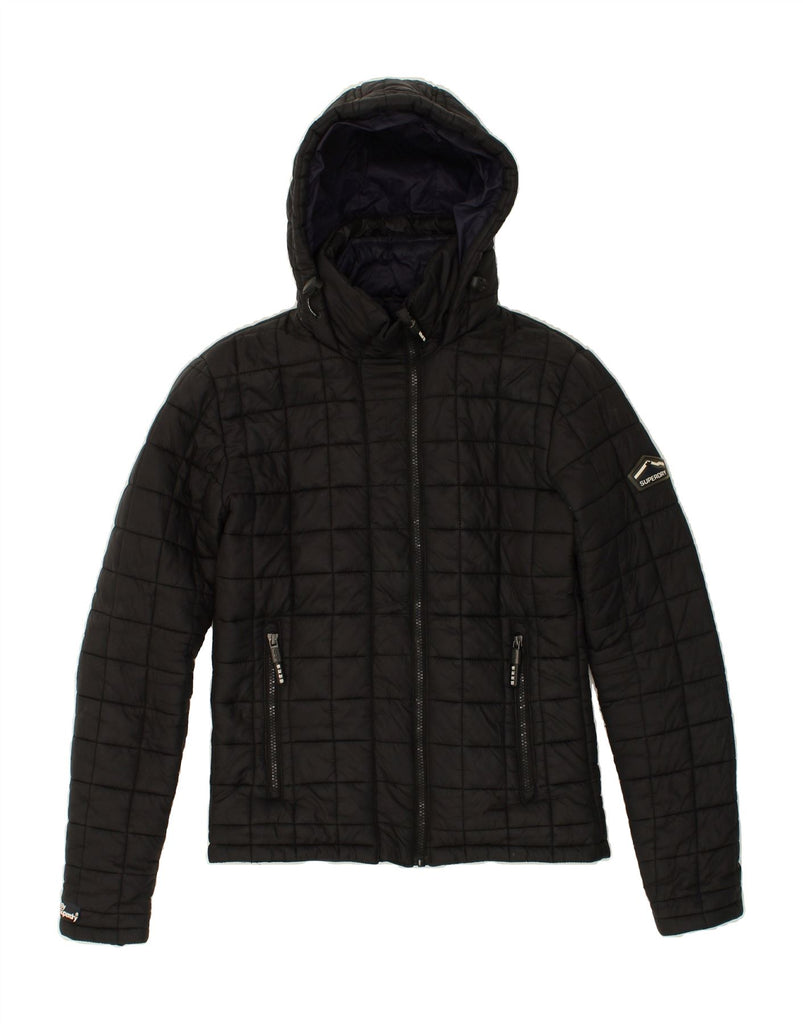 SUPERDRY Womens Hooded Padded Jacket UK 6 XS Black Nylon Vintage Superdry and Second-Hand Superdry from Messina Hembry 