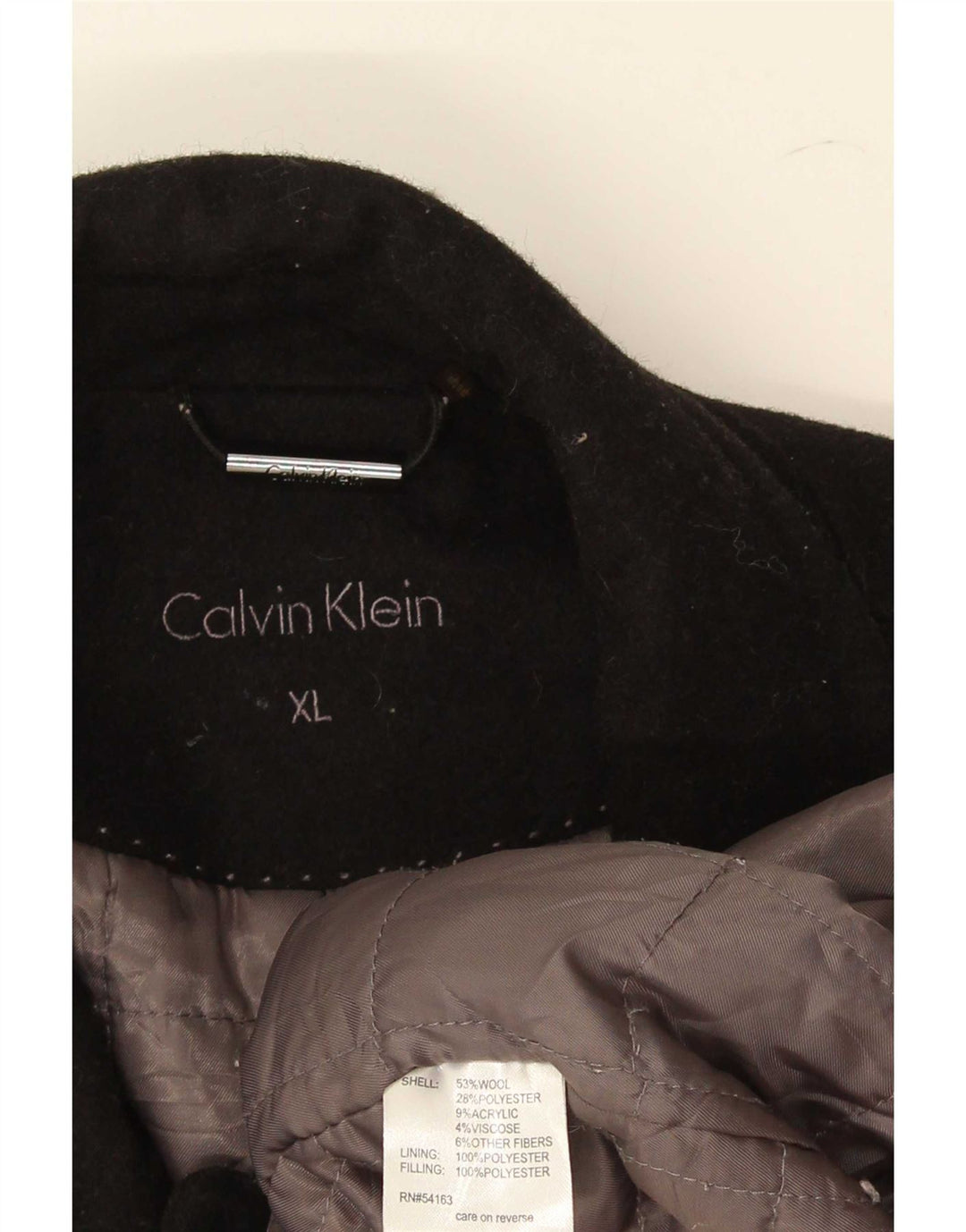 Calvin Klein Mens Double Breasted Coat UK 42 XL Black Wool