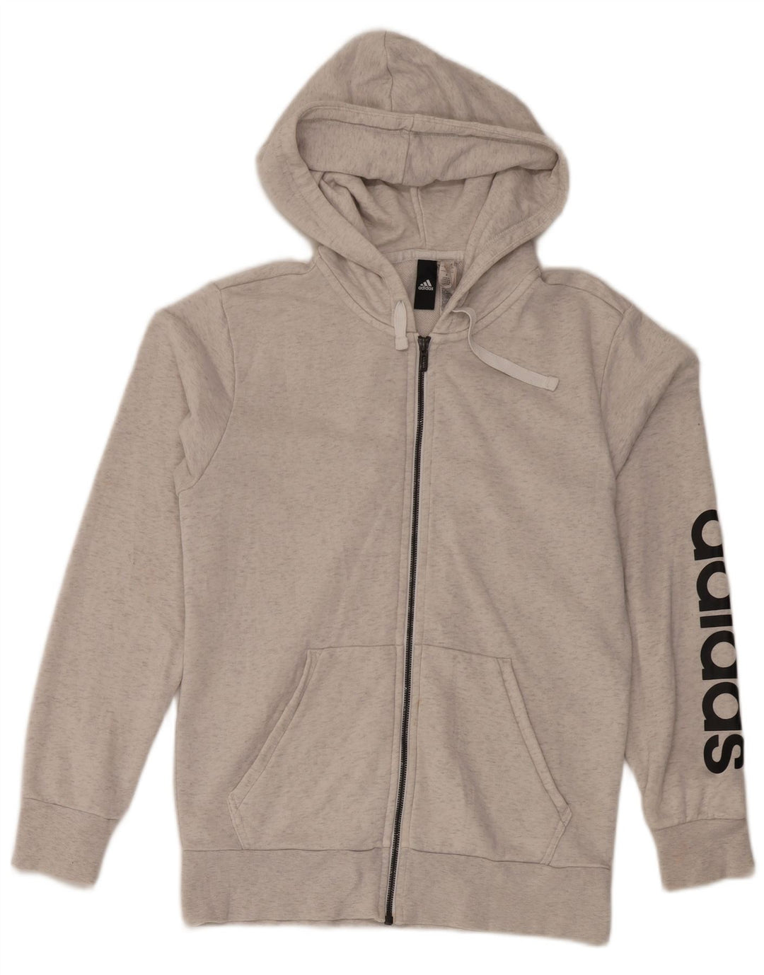 ADIDAS Mens Graphic Zip Hoodie Sweater Small White Cotton