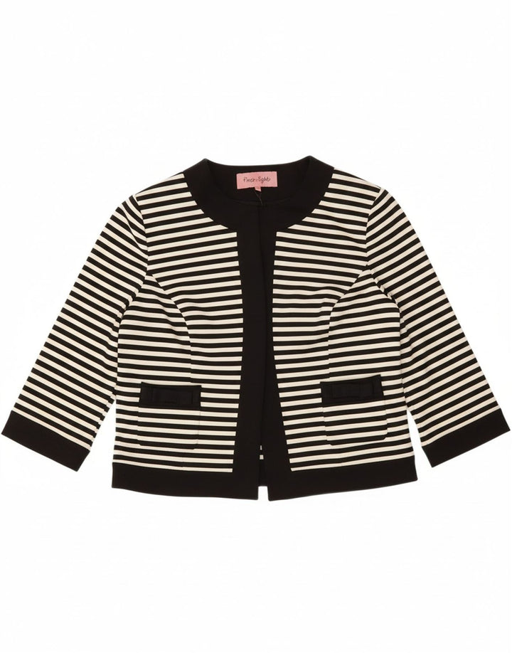 PHASE EIGHT Womens 3/4 Sleeve Bolero Jacket UK 14 Medium Black Striped