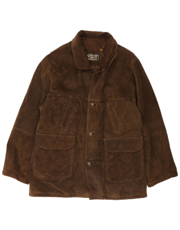 Vintage Mens Suede Jacket UK 42 XL Brown Leather