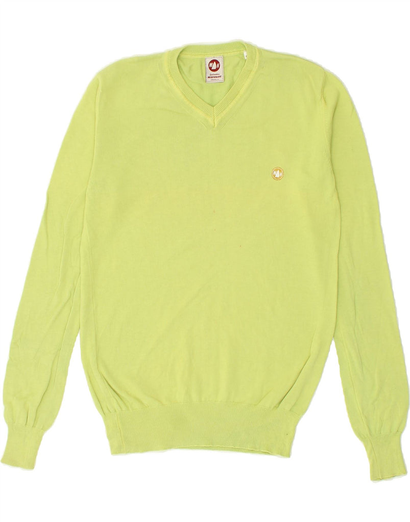 MURPHY & NYE Mens Regular Fit V-Neck Jumper Sweater Small Green Vintage Murphy & Nye and Second-Hand Murphy & Nye from Messina Hembry 