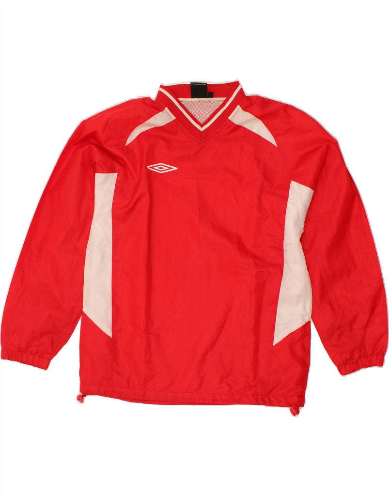 UMBRO Mens Graphic Pullover Tracksuit Top Small Red Colourblock Polyester | Vintage Umbro | Thrift | Second-Hand Umbro | Used Clothing | Messina Hembry 