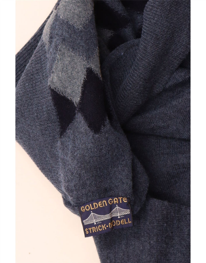 Golden Gate Mens Roll Neck Jumper Sweater IT 54 XL Blue Argyle/Diamond Wool