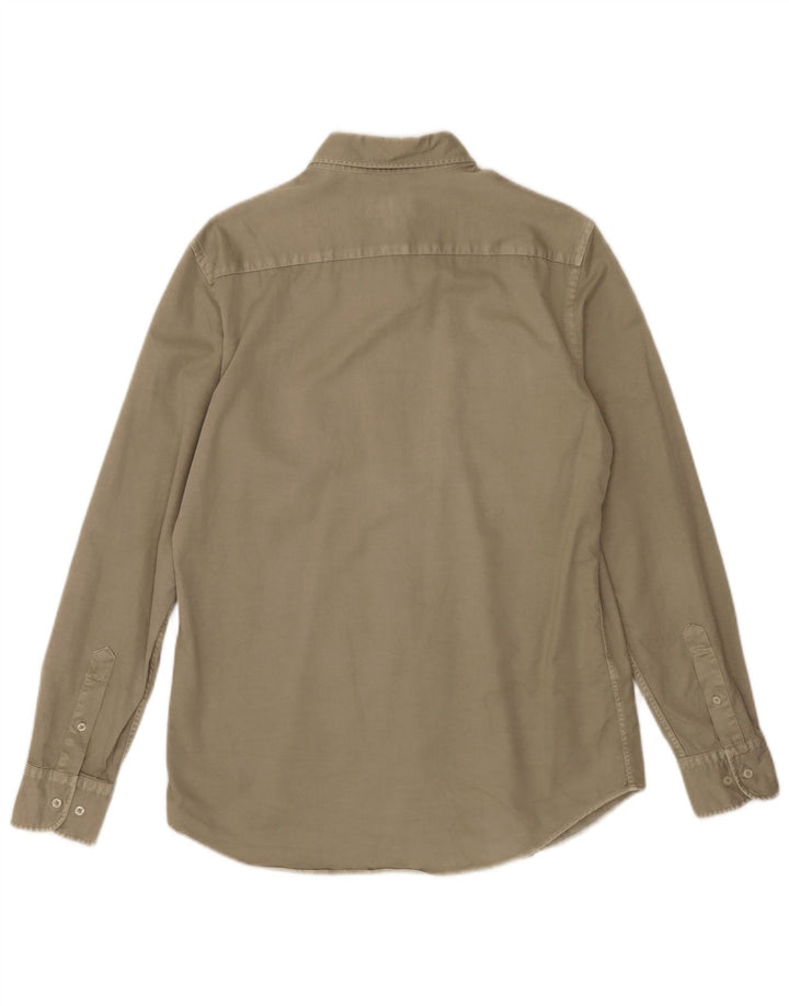 Massimo Dutti Mens Shirt Medium Khaki Cotton